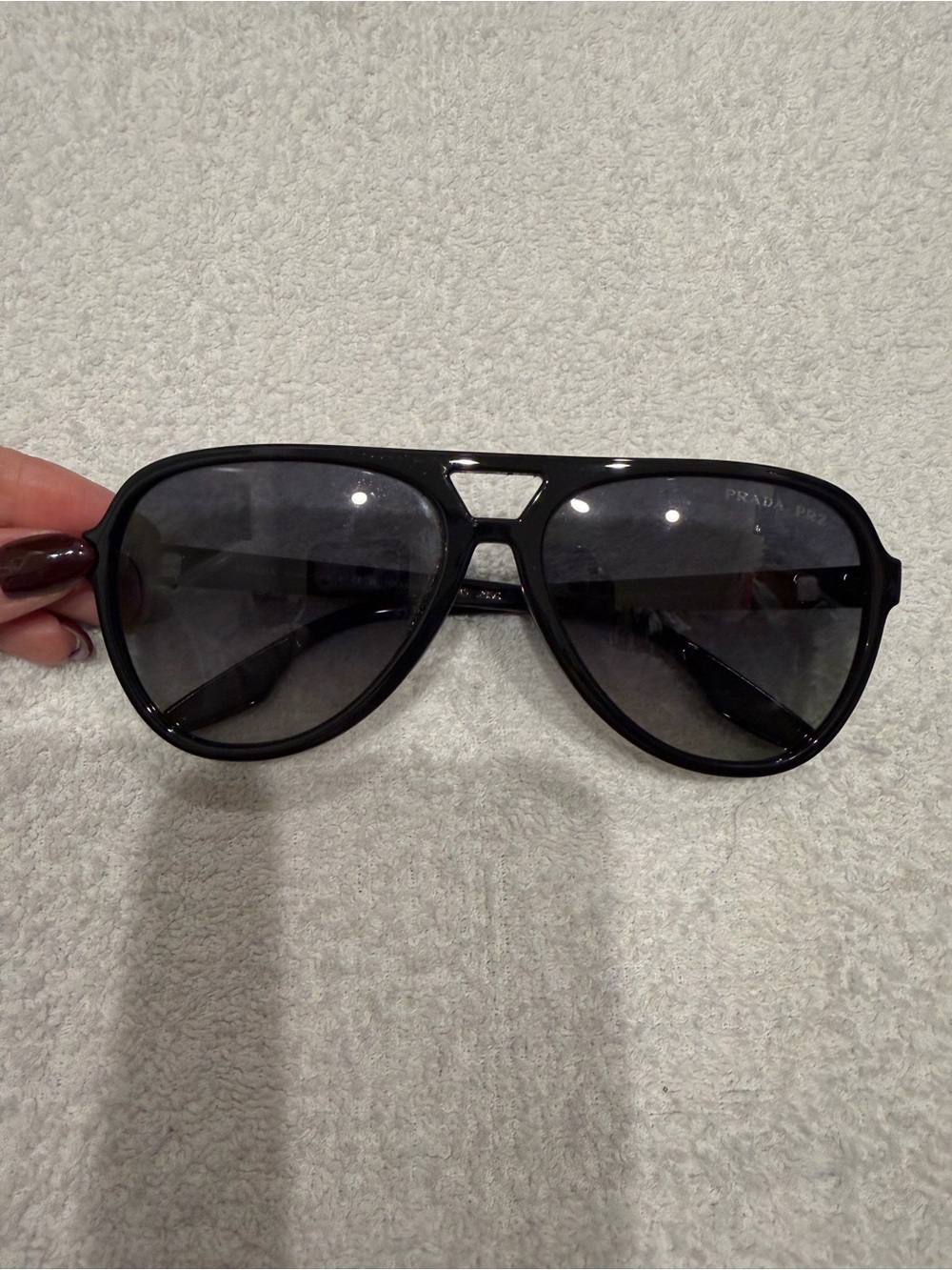 Prada Black Gloss Aviator Sunglasses